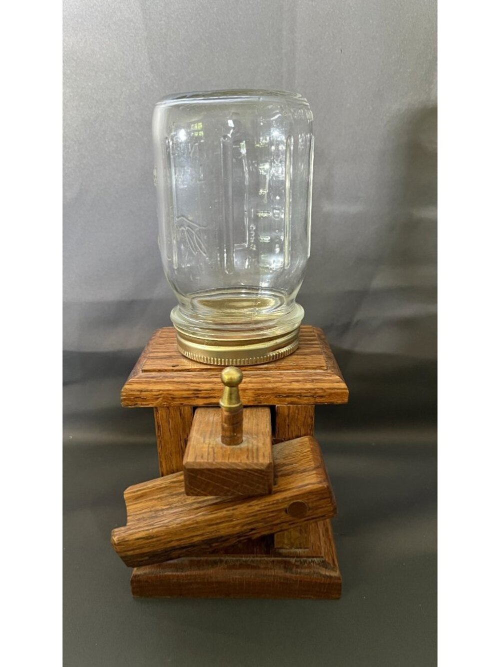 Vintage Wood And Glass Mason Jar Candy Dispenser Handmade Rustic Accent